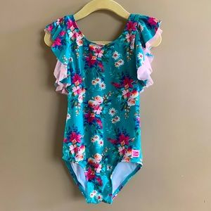 Rufflebutts Fancy Me Floral Butterfly Sleeve One Piece
